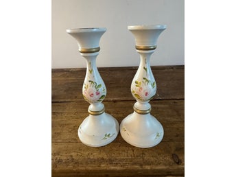 Söta vintage svarvade handmålade trä ljusstakar ljusstake denmark BR