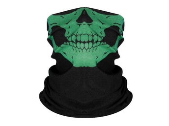 Dödskallemask - Buff - Mörkgrön - Scarf - Bandana - Halsduk - Skidmask