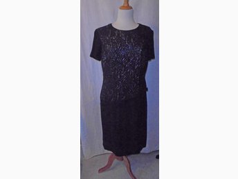 klänning, svart ylle, vintage, 60 tal, st ca 40 (286894267 klänning, svart ylle, vintage, 60 tal, st ca 40 (286894267
