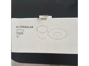 IKEA FÄRGKLAR koppar med fat, 4-pack