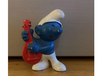 Smurf med röd gitarr, vintage samlarfigur