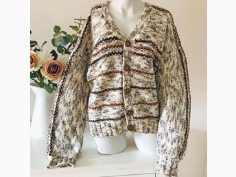 Vintage brun beige oversize kofta cardigan jacka retro 80 tal 90 tal L XL Vintage brun beige oversize kofta cardigan jacka retro 80 tal 90 tal L XL