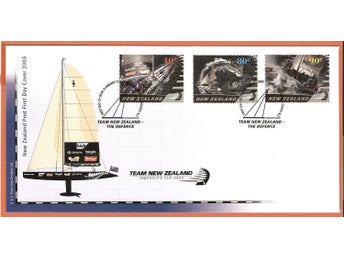 Nya Zealand FDC Segling AmericaÂ´s cup 8.1.2003 vinjett