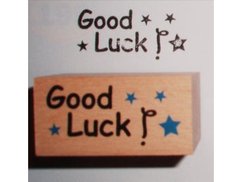 Good Luck - Stämpel monterad på trä 40x20mm