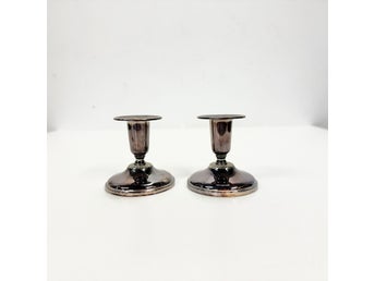 Ljusstakar Par Äkta Silver 1956 Mid Century Vintage Retro (3.3)