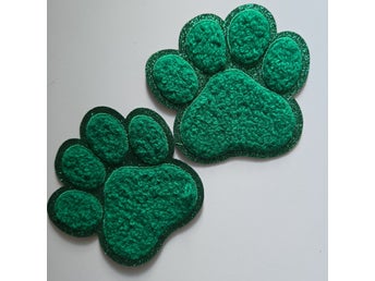2st grön laglapp patch strykapå tassavtryck toebeans