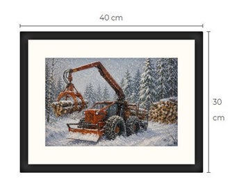 Kockums 836 B skogstraktor Art print tavla Limited Edition #reapåtradera