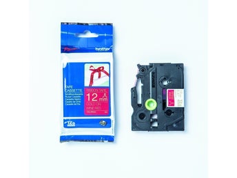 4st Brother TZeRW34 original etikettape guld på vinröd, 12 mm