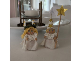 LUCIATÅG RETRO VINTAGE Lucia Stjärngosse HANDGJORDA Trädetaljer Jul Julpynt