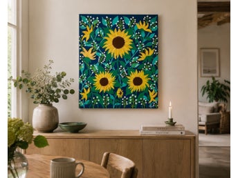 “Blomning i blå timmen” – Originalmålning 50x61