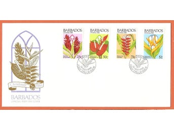 Barbados FDC Blommor 28.10.1986 vinjett