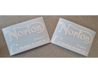4st. Norton Commando 750 Dekaler i PVC vinyl blankvita (L165mm)