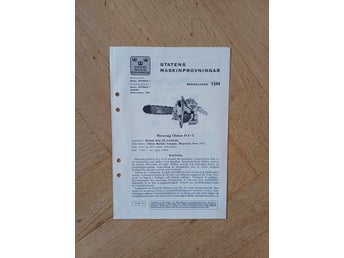 Statens Maskinprovningar 1344 Motorsåg Clinton D 4-1, Richard Berg AB, 1958