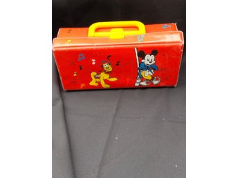 Vintage Musse Pigg och Pluto Koffert Röd 80-tal