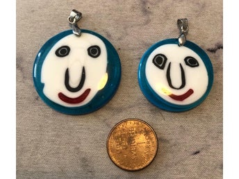2 roliga gubbe hängen lampwork