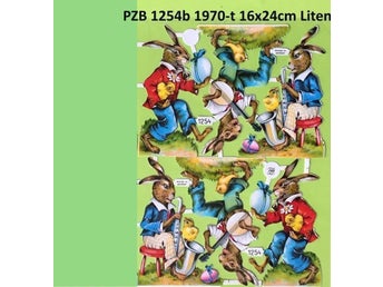 PZB 1254 ½b: Påskharar 3:saxofon., GAMMAL HALVKARTA bokmärken. 1970t. 17x24cm