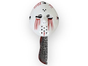 Joker Mask Machete Maskeraddräkt Halloween Skräck Vit Röd Plast Fest Utklädnad