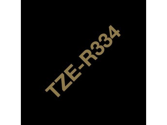 Brother TZe-R334 satinbandskassett – guld på svart, 12 mm brett band