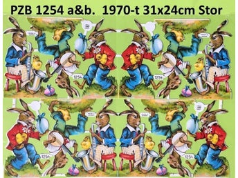 PZB 1254 a&b: Påskharar 1: saxofon. GAMMAL HELKARTA bokmärken. 1970-tal. 32x25cm