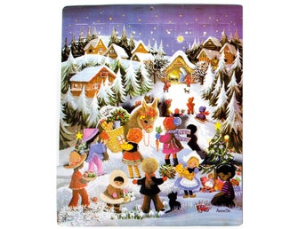Adventskalender Vinterby 3D 28x40 cm – glitter & 24 luckor
