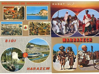 Marocko Vykortsmix 7kort från bl a Rabat Marrakech Fes och Sidi Harazem
