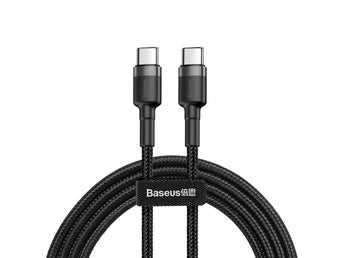 Baseus CATKLF-HG1 USB-C - USB-C PD QC Kabel 60W 3A 480Mb/s 2m - Svart &