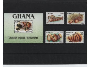 Ghana 1987 Musikinstrument 4v + 1v i block
