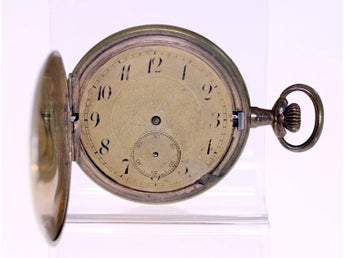 Antique gilt metal full hunter pocket watch with Arabic dial-NO HANDS-Weight 70g