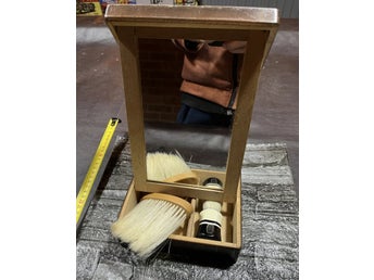 Vintage Houten Scheerset met Spiegel