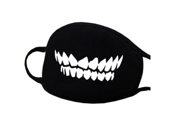 Ansiktsmask - Svart - Tänder - Maskerad