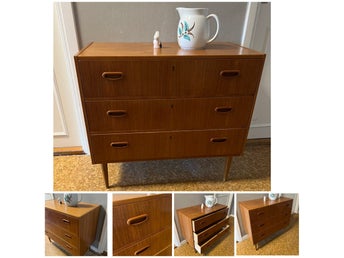 Fin och smidig Teakbyrå med tre lådor retro 50/60 tal teak