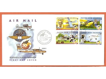 Papua Nya Guinea FDC Flygplan 17.10.2001 vinjett
