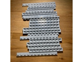 Lego 1x10 och 1x12 platta ljusgrå 19st