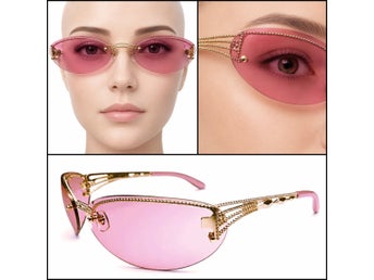 Jean Paul Gaultier Women Sunglasses 90s Vintage Gold Frame/Pink Lenses Lady Gaga