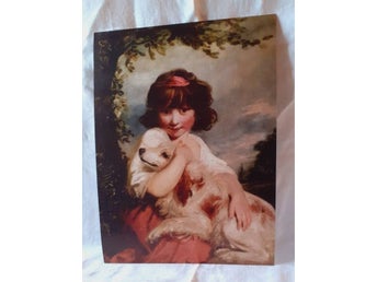 Konsttryck/Konstfoto - Liten flicka med sin hund Konstnär Joshua Reynolds