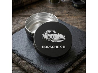 Porsche 911 - Stilren Metallburk / Snusdosa i Aluminium - Förvaringsdosa