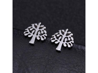 Diskreta Livets träd örhängen 10mm silverpläterat rostfritt stål Nickelfri studs