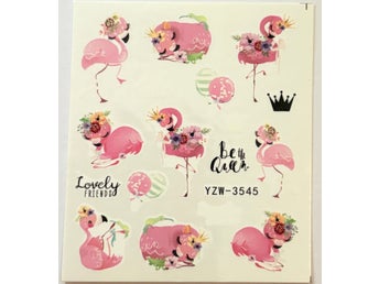 Nail art transfer stickers söt flamingo fest Lovely Friends Queen sommartema