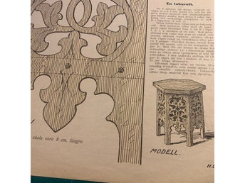 Snygg illustration ”Bygg en taburett” ur tidning från 1917