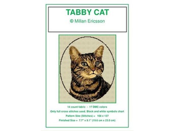 TABBY KATT - KORSSTYGNSMÖNSTER - BRODERI - KATTER