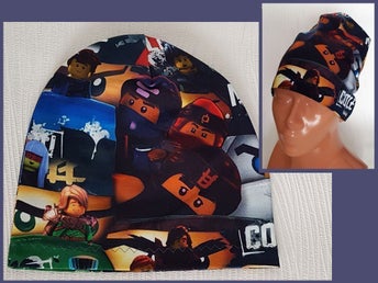 Mössa ca 5-10 år, TUNN, nysydd barnmössa, ninjago