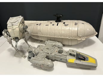 Vintage Kenner Star Wars: Rebel Transport, AT-ST Scout Walker och Y-Wing Fighter