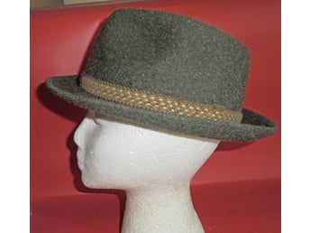 hatt, mossgrön herrhatt, vintage, Karlskrona