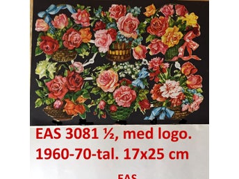 PZB 3081 E½ EAS-logo: Blomkorgar. Gammal HALV karta bokmärken. 1970tal. 16x25cm