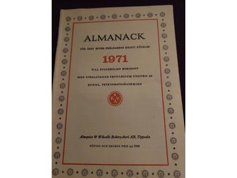 Almanacka Kalender 1971 Bredd ca 10,5 cm Längd ca 15 cm