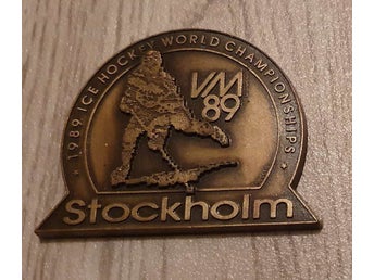 Ishockeymedalj VM 1989, mått 70x55x4 mm