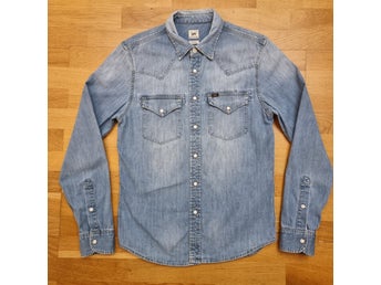Lee - Western Shirt - Blå Jeansskjorta, Pearl Snaps - Storlek S