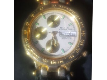 Retro Philip Persio Quartz Armbandsur med läderarmband.
