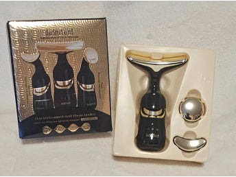 Svart 3 in 1 Ansiktsmassage & Nackmassage Med Ljudvågor & Vibrationer