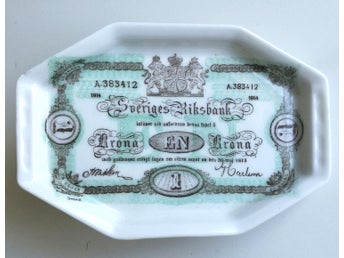 SEDELFAT. Porslin. 1 kr 1914 (s.k Kotia). Oktagonalt
